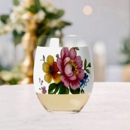 Tea Cup Floral Bouquet  Wijnglas Zonder Voet