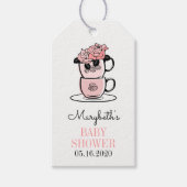 Tea Cup & Flowers Baby shower Gift Labels Cadeaulabel (Voorkant)
