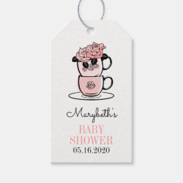 Tea Cup & Flowers Baby shower Gift Labels Cadeaulabel