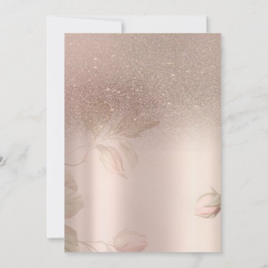 Tea Cup Flowers Glitter Roos Gold Retirement Party Kaart (Achterkant)