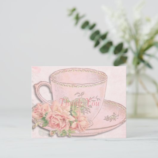  Tea Cup Hartelijk dank Briefkaart (Staand voorkant)