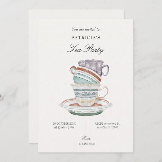 Tea cup kaart (Voorkant / Achterkant)