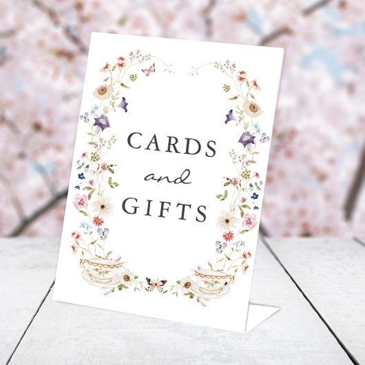 Tea Cup Kaarten en cadeaubordje Reclamebord Met Voetstuk