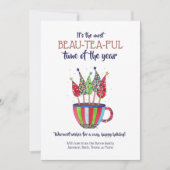Tea Cup kerstbomen Holiday Card Feestdagenkaart (Voorkant)