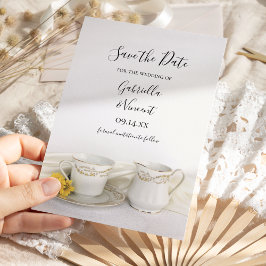 Tea Cup met Gele Dagen Wedding Save the Date