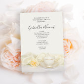 Tea Cup met White Rose Flower Post Wedding Brunch Kaart