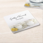 Tea Cup met Yellow Daisies Wedding Kartonnen Onderzetters (Schuin)
