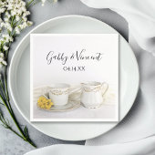 Tea Cup met Yellow Daisies Wedding Servet