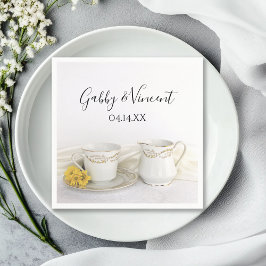 Tea Cup met Yellow Daisies Wedding Servet