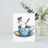 Tea Cup Mouse in Tophat Briefkaart (Staand voorkant)