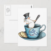 Tea Cup Mouse in Tophat Briefkaart (Voorkant / Achterkant)