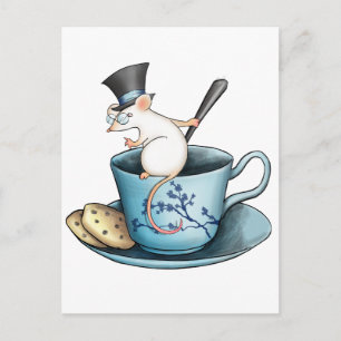 Tea Cup Mouse in Tophat Briefkaart