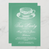  Tea Cup Munt Elegant Tea Party Kaart (Voorkant / Achterkant)