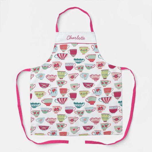 Tea Cup patroon gepersonaliseerd Schort (Voorkant)
