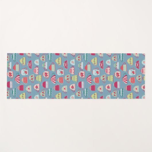 Tea Cup Pattern Blue Yogamat (Voorkant (horizontaal))