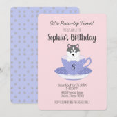 Tea Cup Puppy Birthday Party Notitiekaartje (Voorkant / Achterkant)