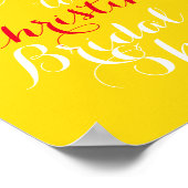 Tea Cup Red Roses Yellow Party Welcome Table Sign Poster (Hoek)