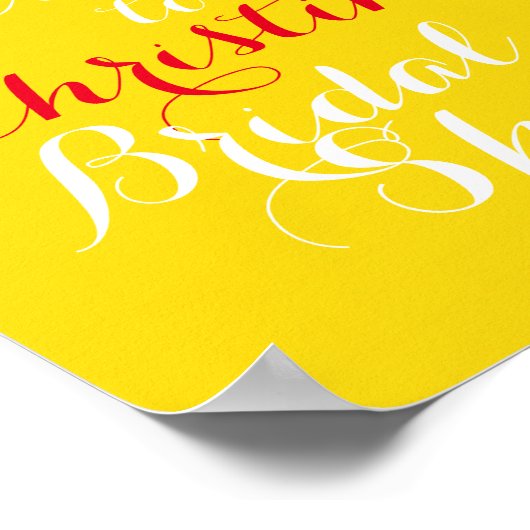Tea Cup Red Roses Yellow Party Welcome Table Sign Poster (Hoek)