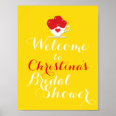 Tea Cup Red Roses Yellow Party Welcome Table Sign Poster (Voorkant)