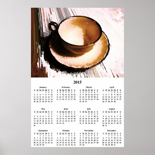 Tea Cup & Saucer Wall Agenda 2015 Poster (Voorkant)