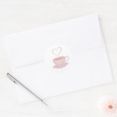 Tea cup steam heart ronde sticker (Envelop)