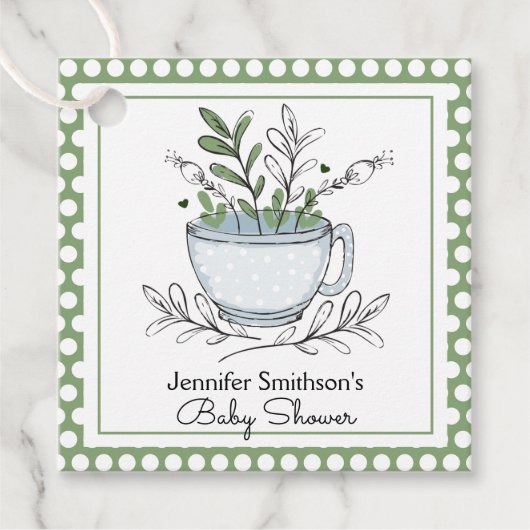 Tea Cup Tea Party Baby shower Bedankt Bedankjes Labels (Voorkant)