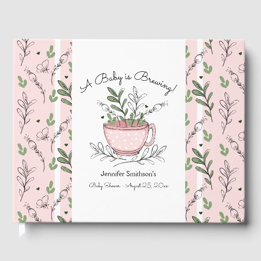 Tea Cup Tea Party Baby shower Guest Book Gastenboek (Voorkant)