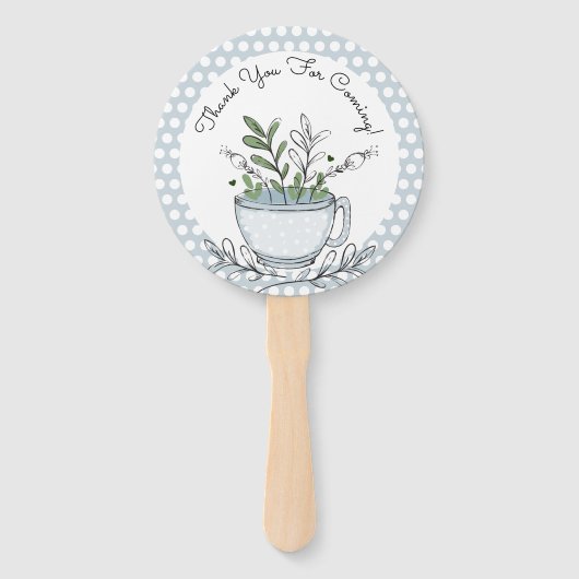 Tea Cup Tea Party Baby shower Hartelijk dank Handwaaier (Achterkant)