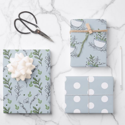 Tea Cup Tea Party Baby shower Inpakpapier Vel (Voorkant)