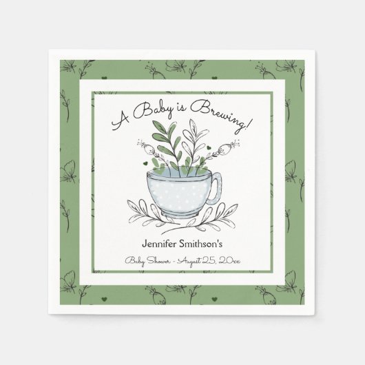 Tea Cup Tea Party Baby shower Napkins Servet (Voorkant)