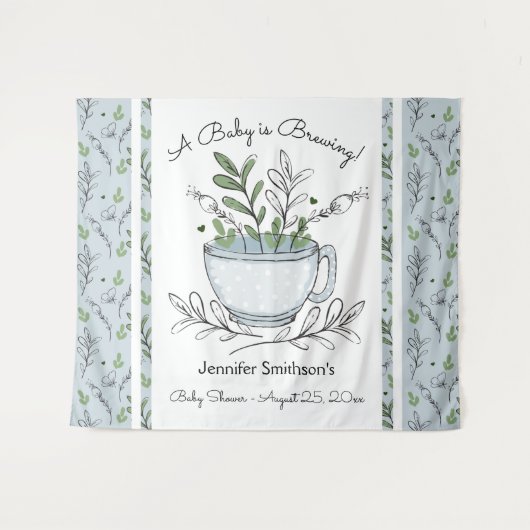 Tea Cup Tea Party Baby shower Wandkleed (Voorkant (horizontaal))