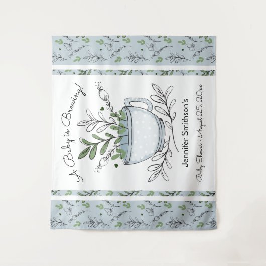 Tea Cup Tea Party Baby shower Wandkleed (Voorkant)