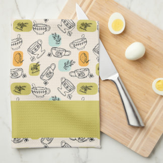 Tea Cup Tea Towel Herbs Cottage Core Rustic Towels Theedoek