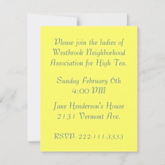 Tea Cup Uitnodiging (Achterkant)