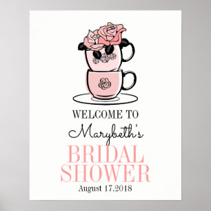 Tea Cup Vrijgezellenfeest Welkomstteken Poster