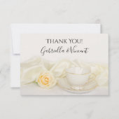Tea Cup Witte roodbloem Bouw Bedrag Opmerking Bedankkaart (Voorkant)