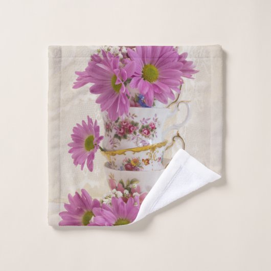 Tea Cups en Daisies Bad Handdoek (Wasdoekje)