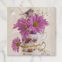 Tea Cups en Daisies Bedankjes Labels