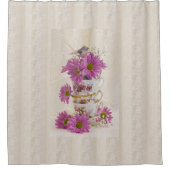 Tea Cups en Daisies Douchegordijn (Voorkant)