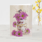 Tea Cups en Daisies Kaart (Gele Bloem)