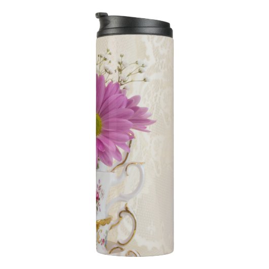 Tea Cups en Daisies Thermosbeker (Geroteerd rechts)