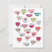 Tea Cups Fun Retro Vintage Personalized Notitiekaartje (Voorkant)
