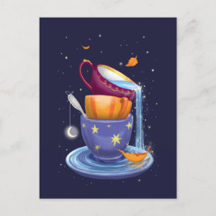 Tea cups Herfst Whimsical Briefkaart