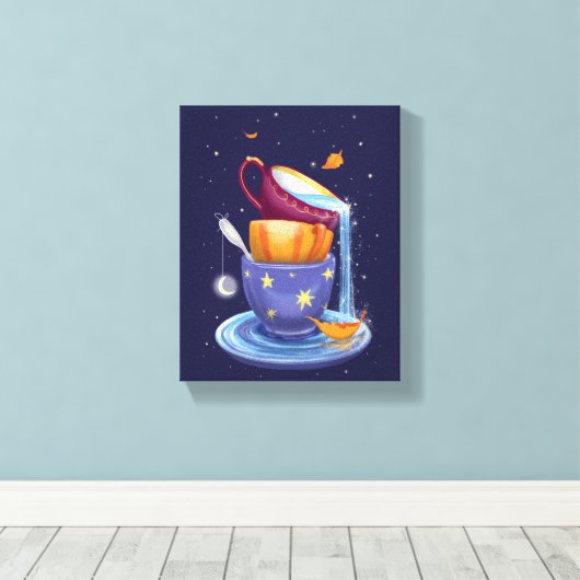 Tea cups Herfst Whimsical Canvas Print (Insitu (Houten vloer))