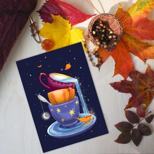 Tea cups Herfst Whimsical Feestdagen Kaart