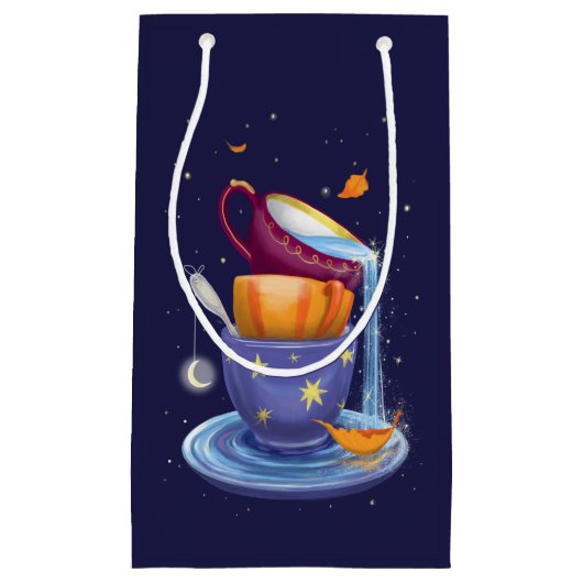 Tea cups Herfst Whimsical Small Gift Bag Klein Cadeauzakje (Voorkant)
