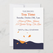Tea cups Herfst Whimsical Tea Party Invitation Kaart (Achterkant)