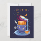 Tea cups Herfst Whimsical Tea Party Invitation Kaart (Voorkant)