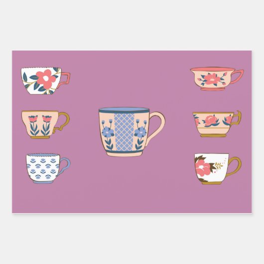 Tea Cups Inpakpapier Vel (Voorkant 3)