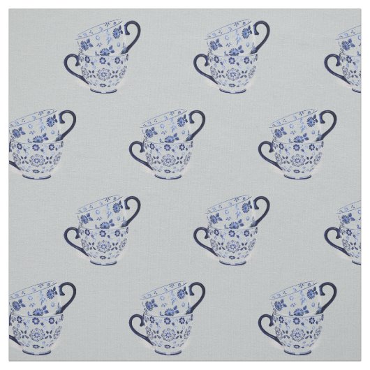 Tea cups kobalt stof (Swatch)